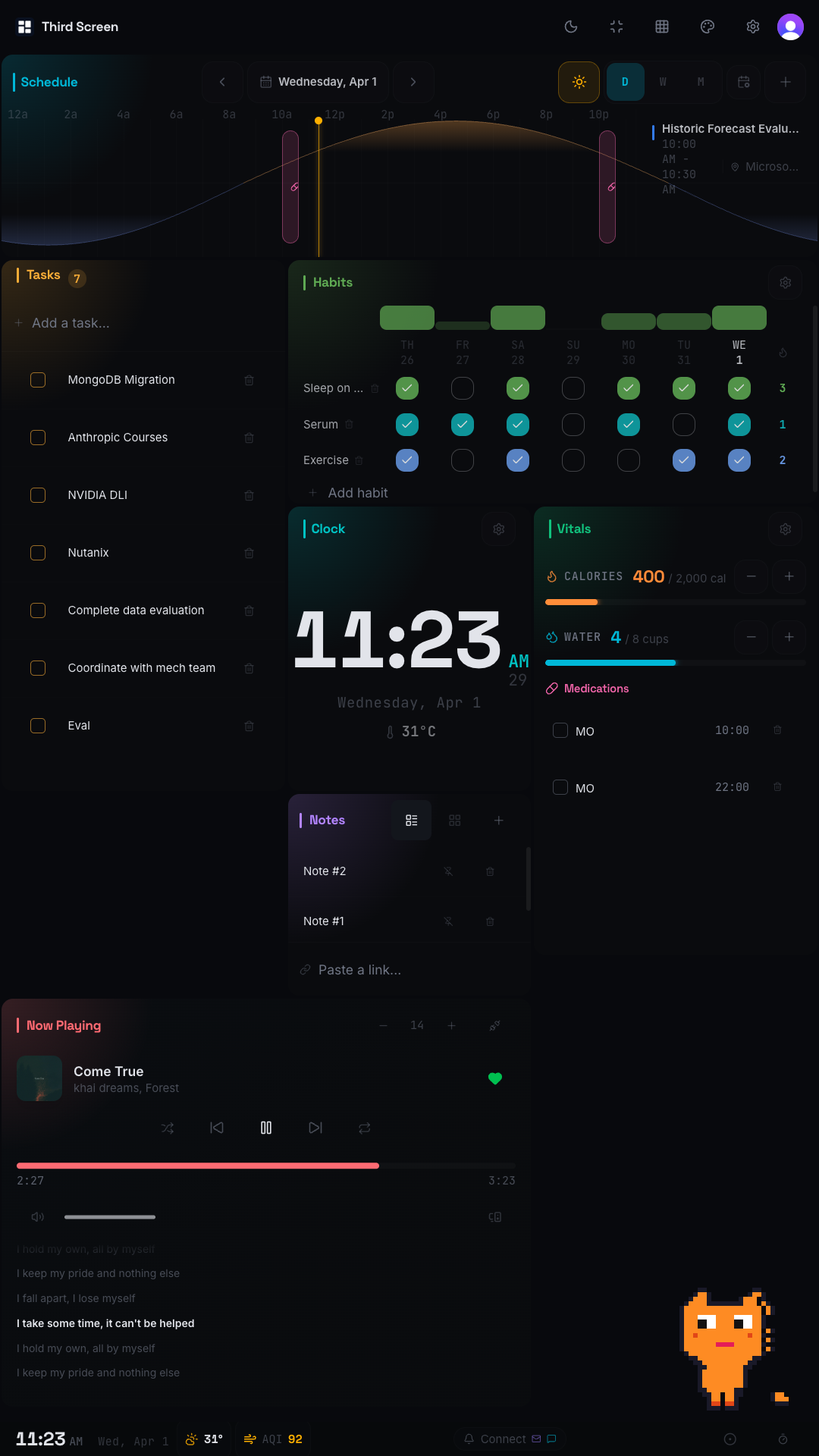 Third Screen dashboard - portrait